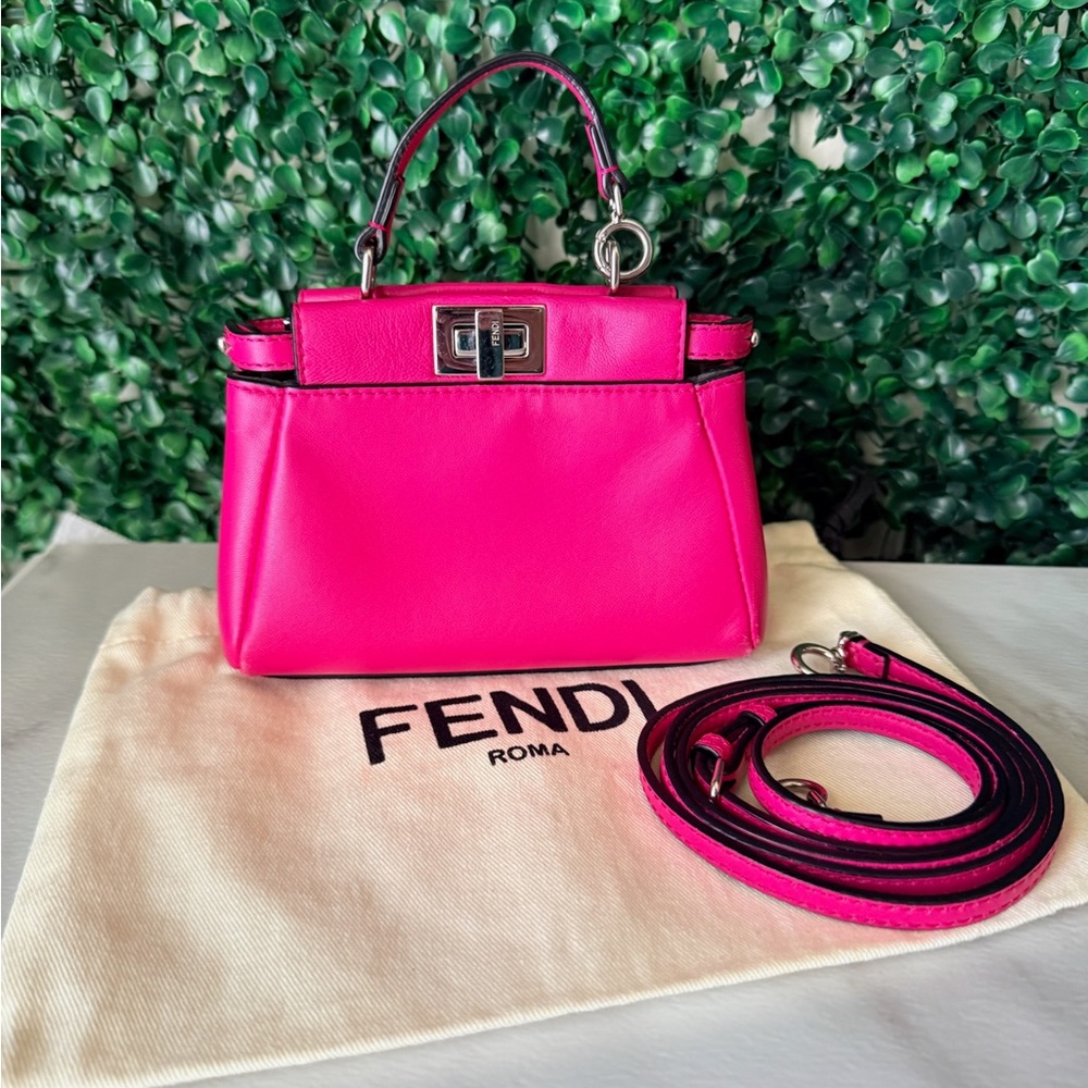 Fendi Pink Peekaboo Mini Top-Handle Crossbody Bag Authentic